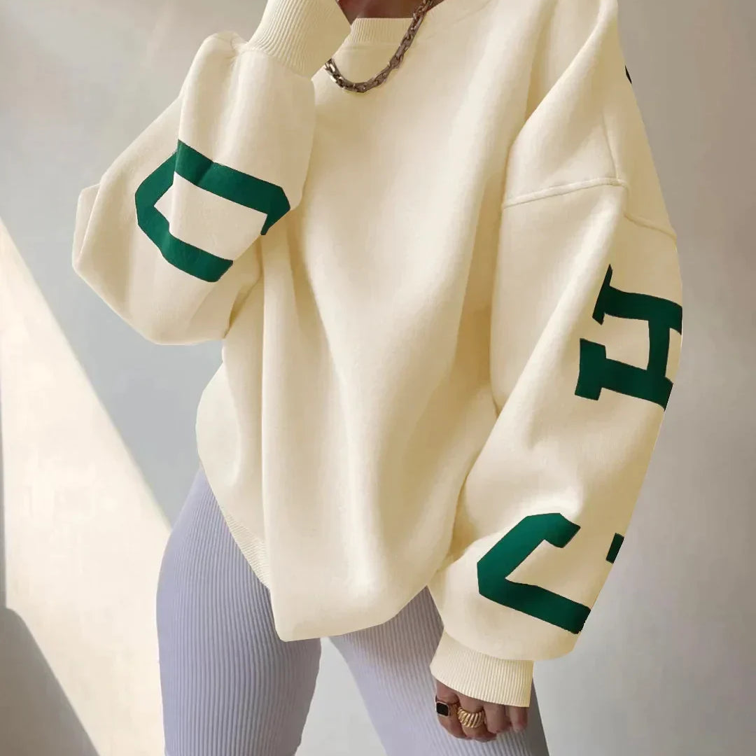 Sudadera oversize para mujer con mangas gráficas