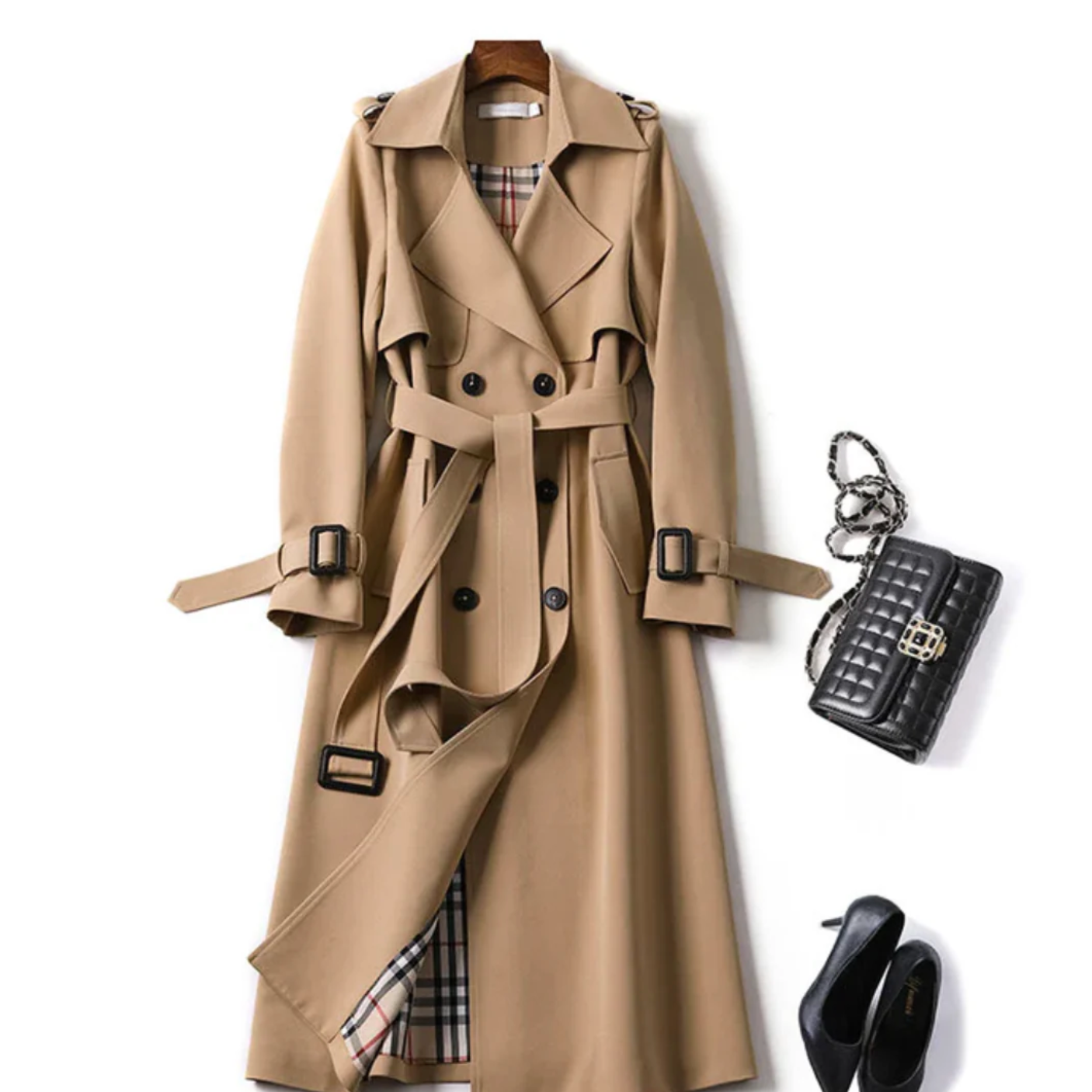 Elegant Women's Trench Coat with Adjustable Belt