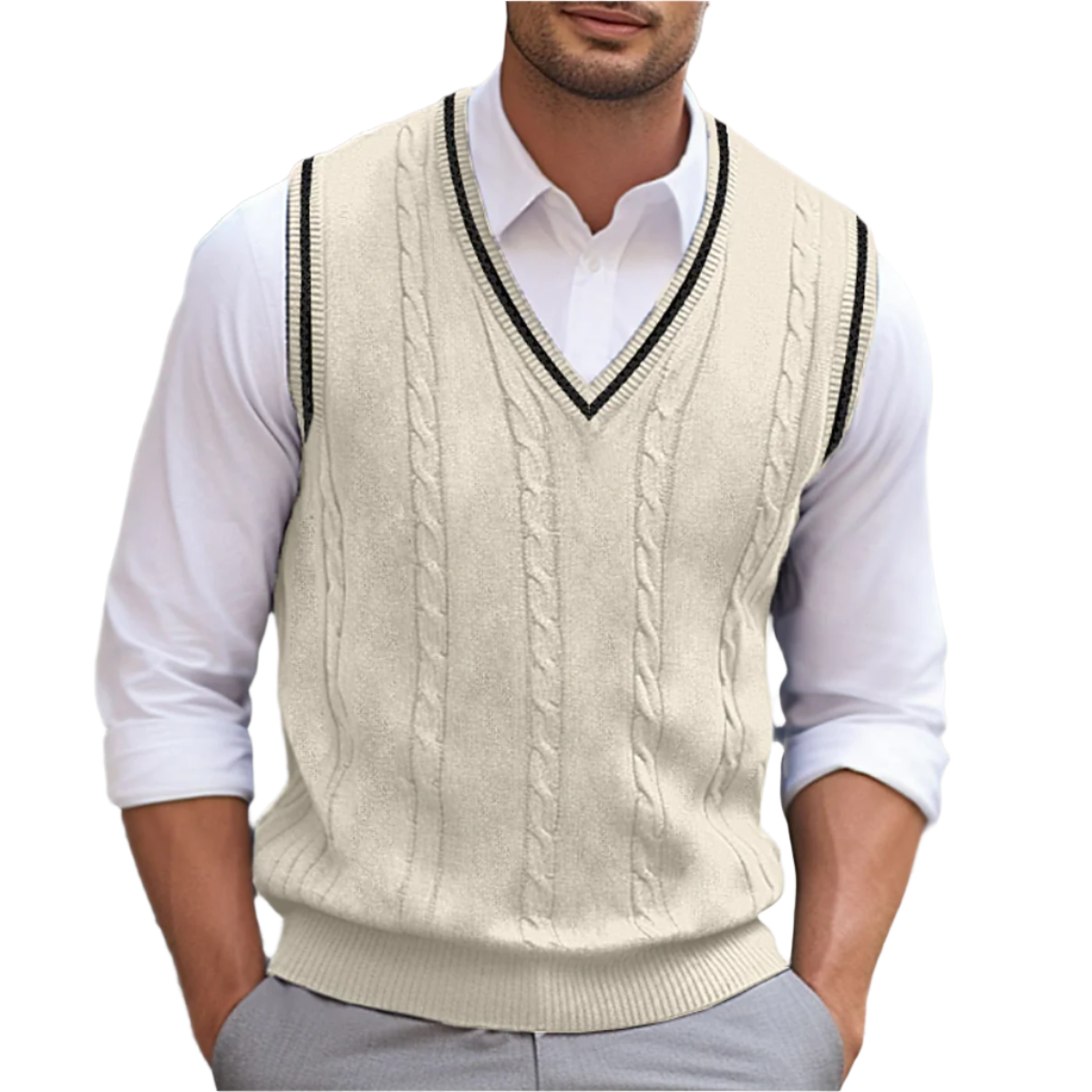 Chaleco casual chic con cuello en V para hombre