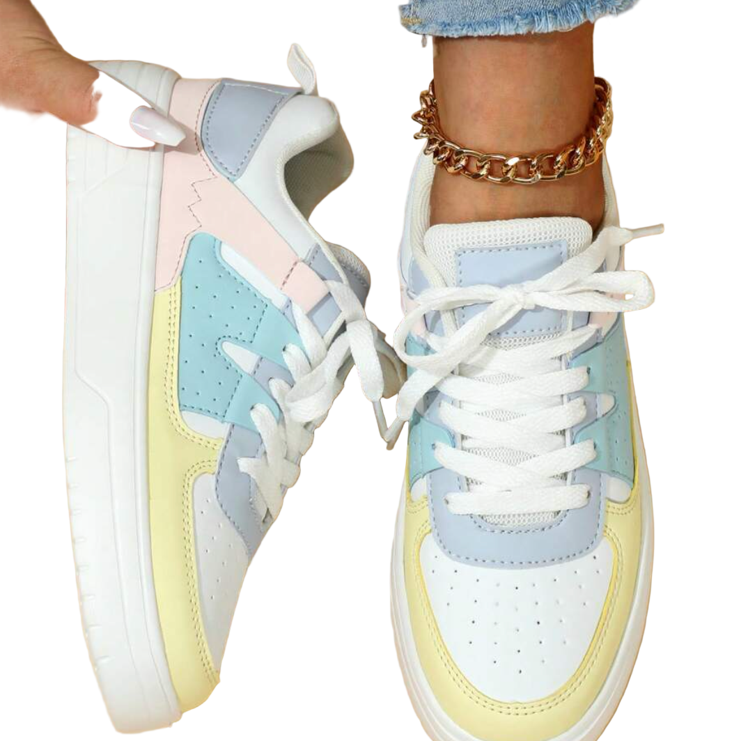 Women's Color Block Platform Sneakers Trendy Casual Style
