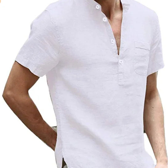 Men's Short Sleeve Linen Shirt