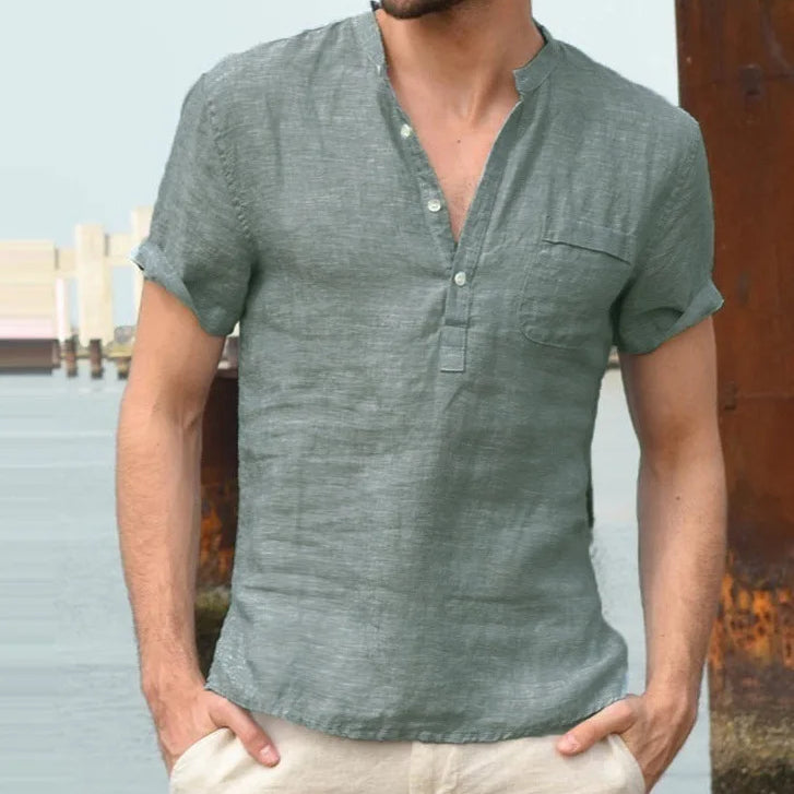 Men's Short Sleeve Linen Shirt