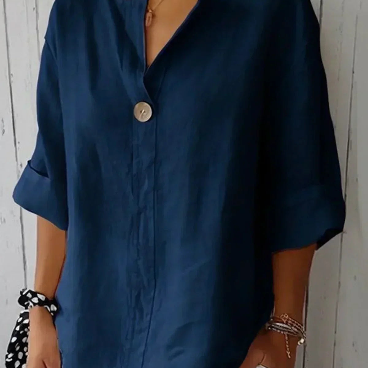 Buttoned Linen Blouse for Women