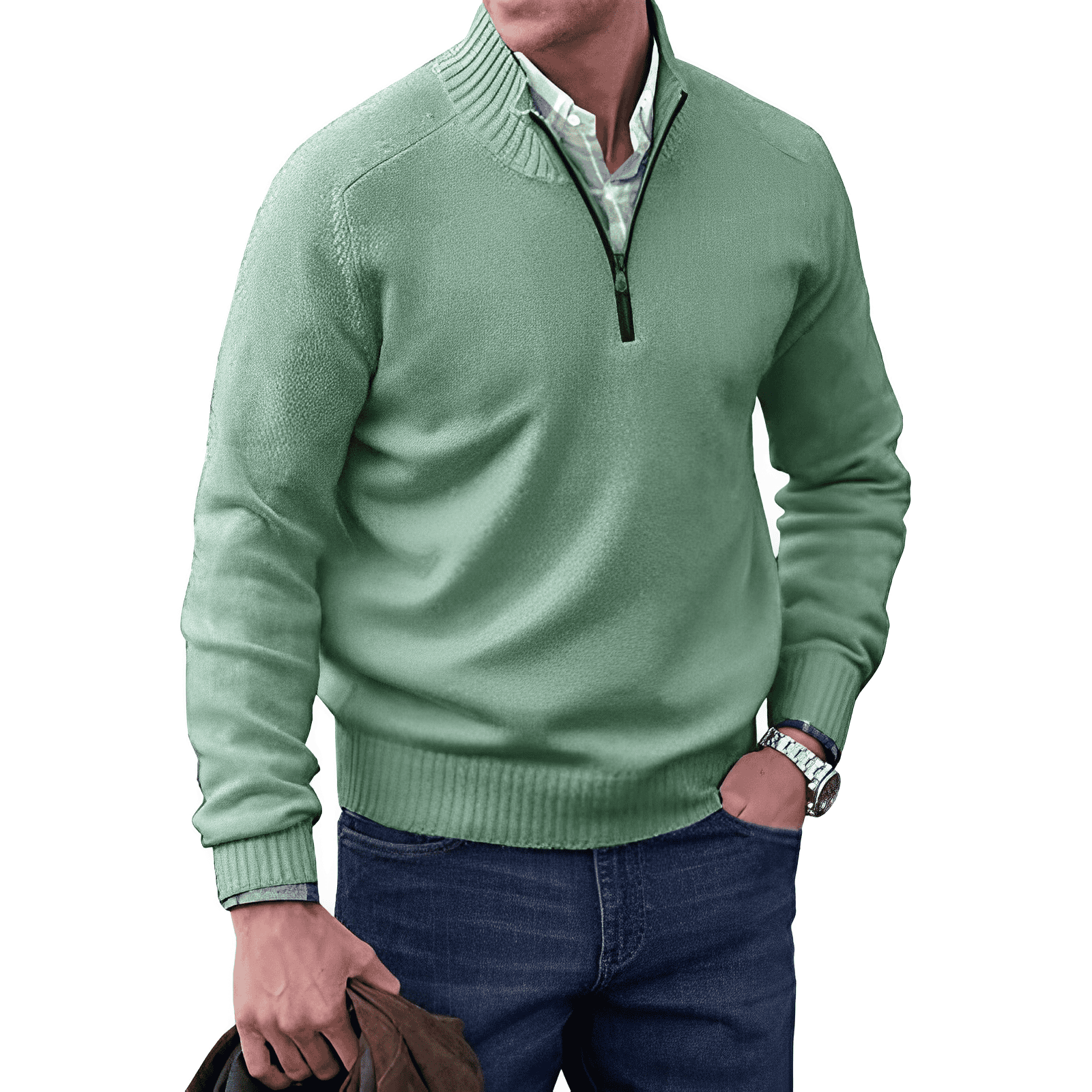 Men’s Quarter-Zip Sweater with a Classic Fit