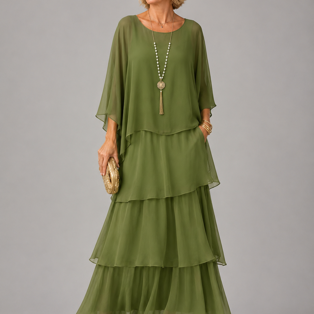 Women's Long Dress with Layered Ruffles