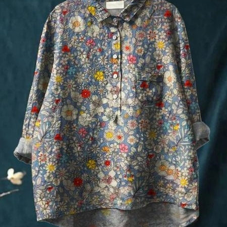 Casual Floral Women's Shirt - Artistic and Elegant Style