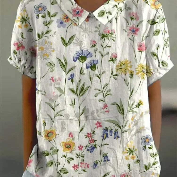 Blouse Fleurie Femme à Manches Courtes
