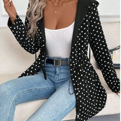 Chaqueta casual con capucha reversible estampado de leopardo para mujer