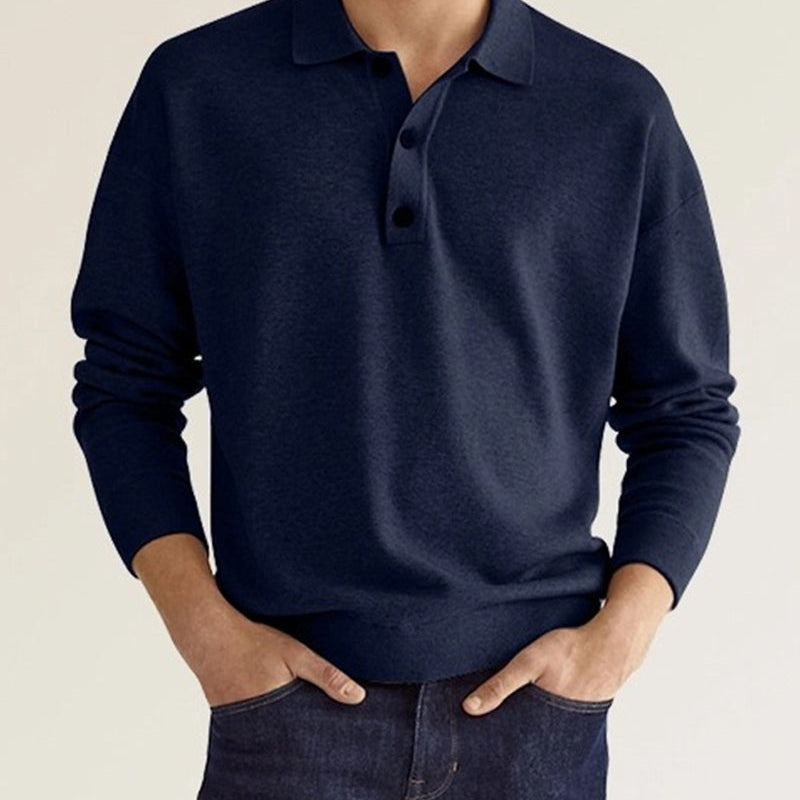 Men's long-sleeve casual polo shirt