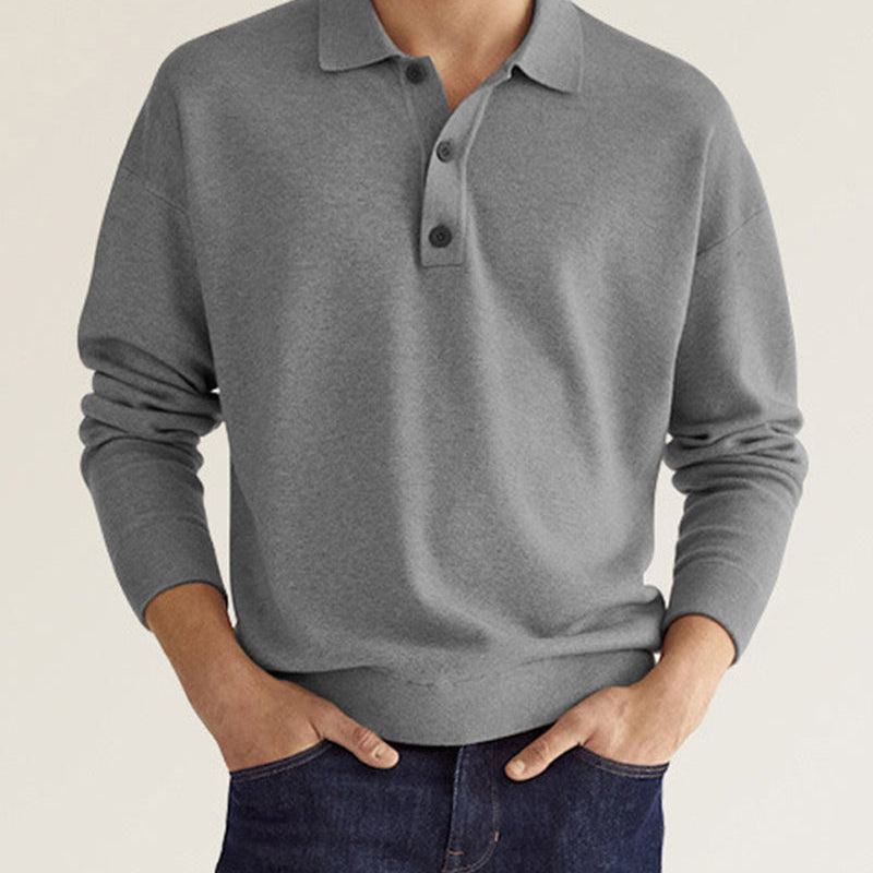 Men's long-sleeve casual polo shirt