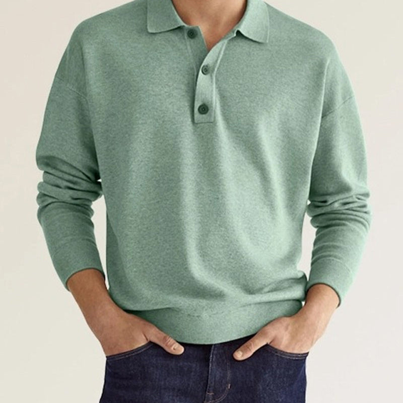 Men's long-sleeve casual polo shirt