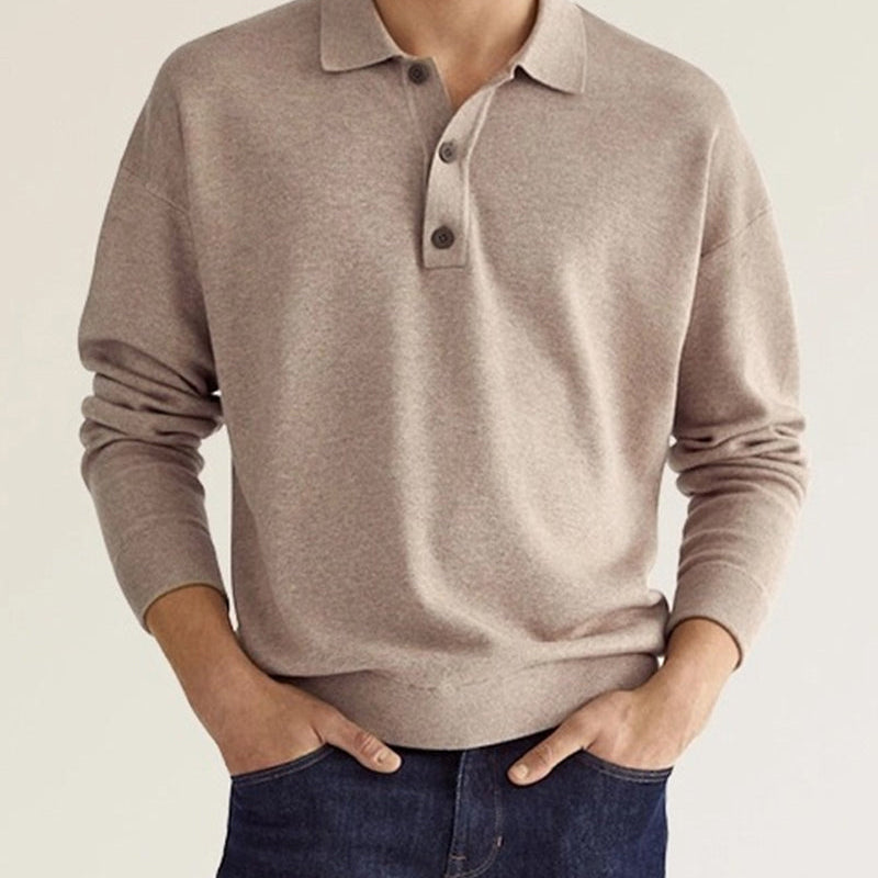 Men's long-sleeve casual polo shirt