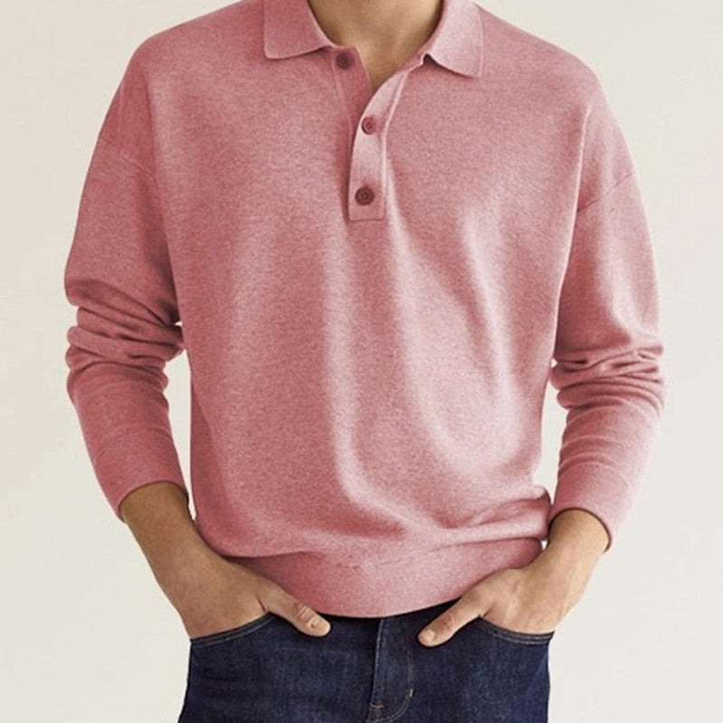Men's long-sleeve casual polo shirt