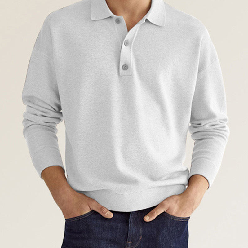 Men's long-sleeve casual polo shirt