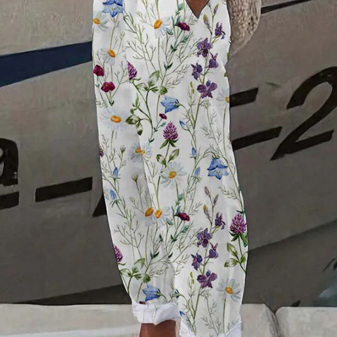 Pantalón Ancho para Mujeres con Cintura con Cordón Ajustable
