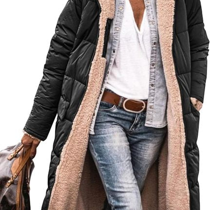 Women's Long Quilted Coat with Sherpa Lining