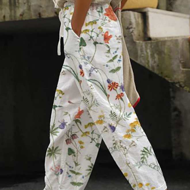 Pantalón Ancho para Mujeres con Cintura con Cordón Ajustable