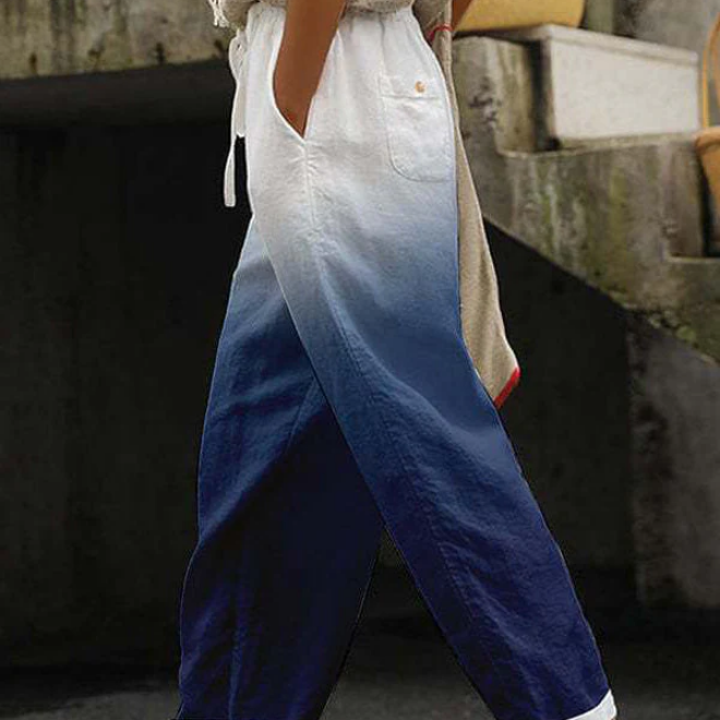 Pantalón Ancho para Mujeres con Cintura con Cordón Ajustable