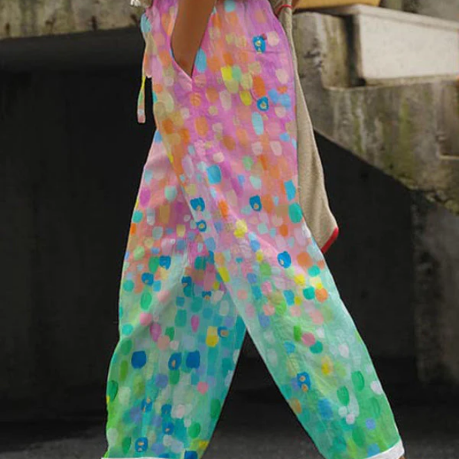 Pantalón Ancho para Mujeres con Cintura con Cordón Ajustable