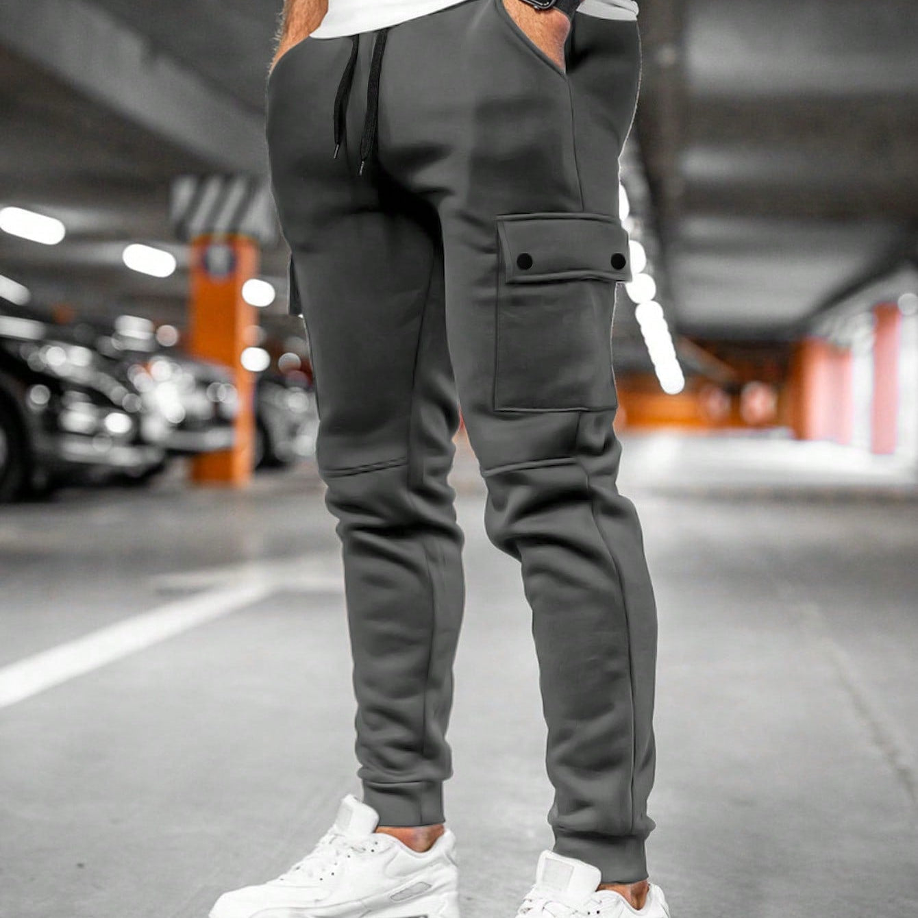 Men's casual cargo pants Leo with elastic waistband and drawstring