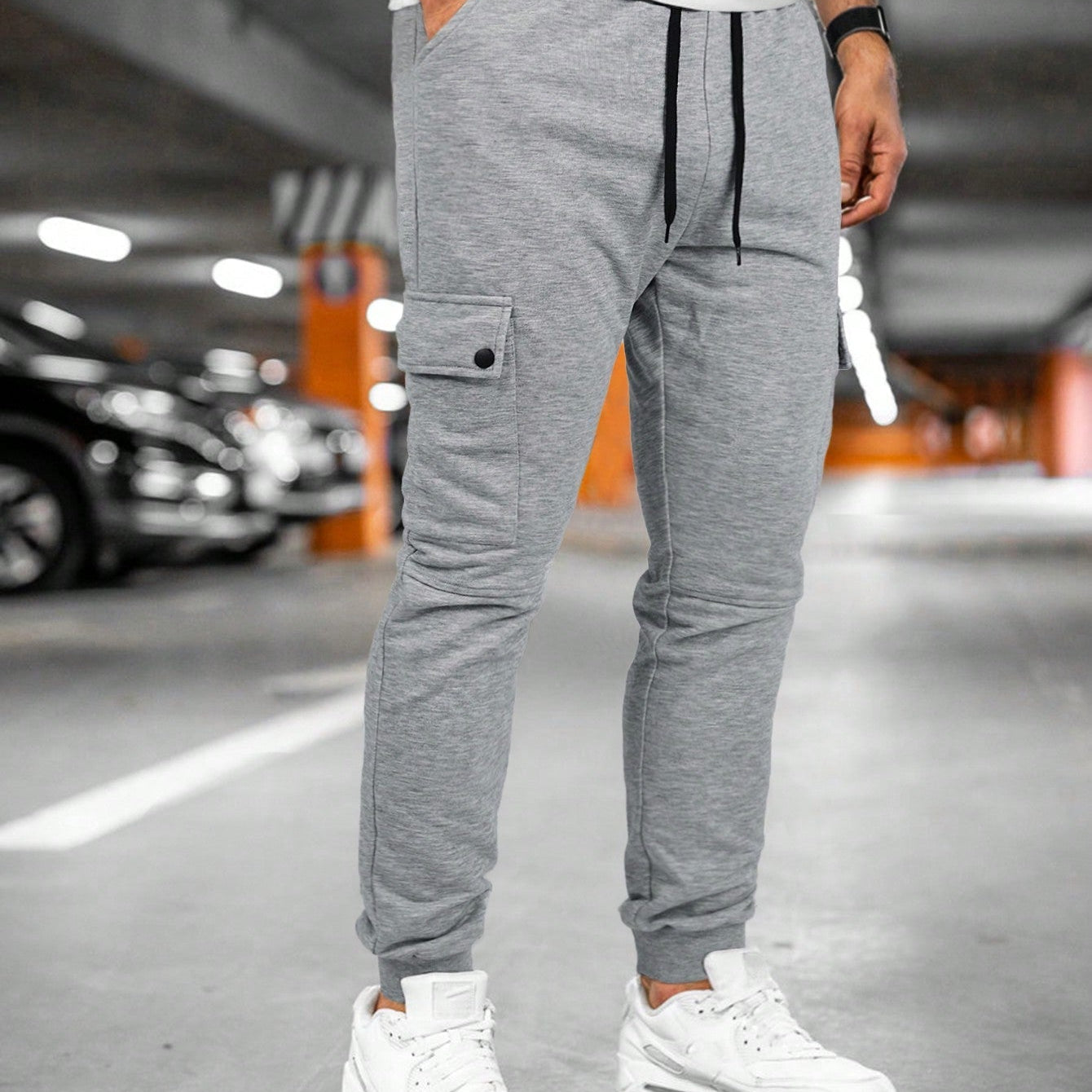 Men's casual cargo pants Leo with elastic waistband and drawstring