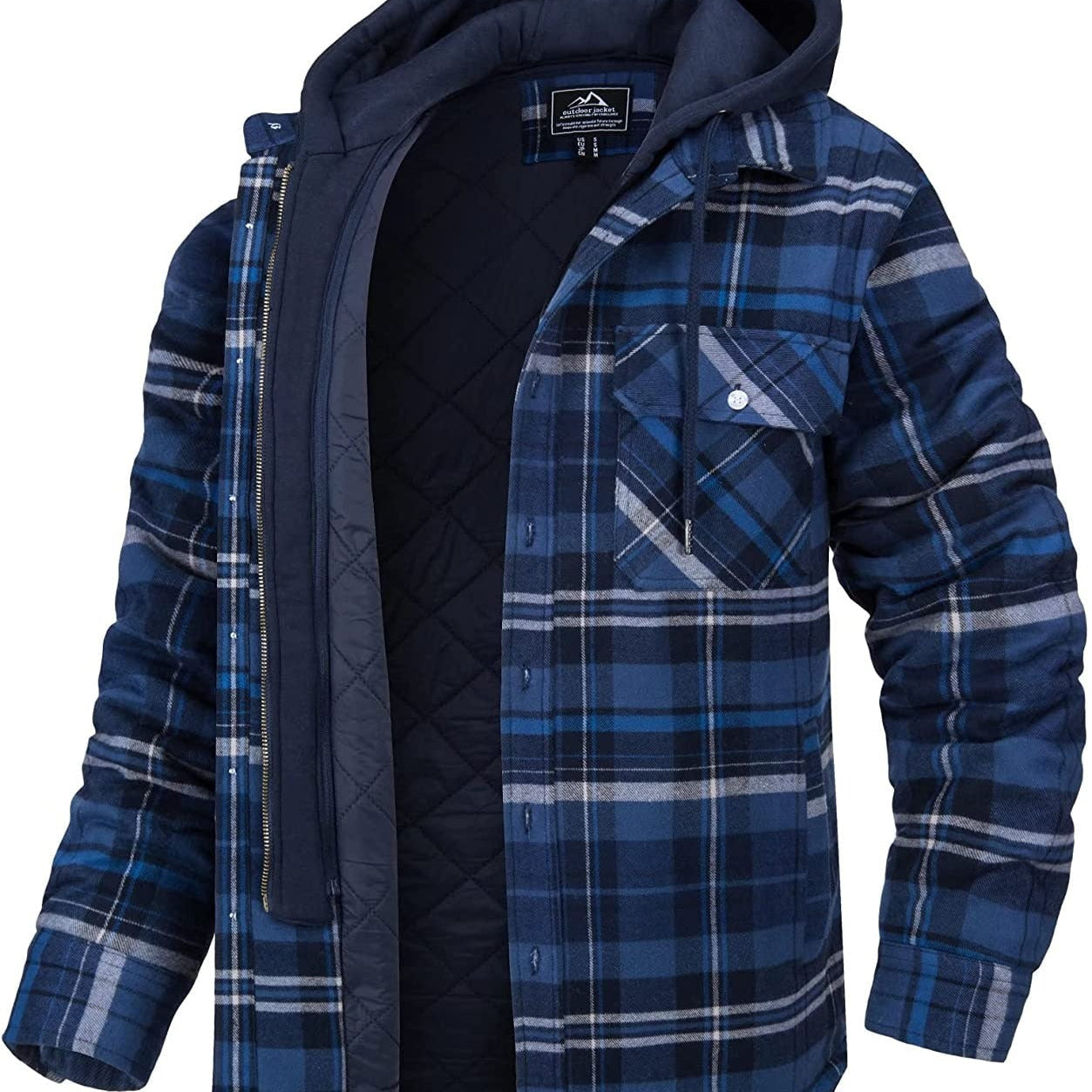 Veste à carreaux pour homme avec capuche