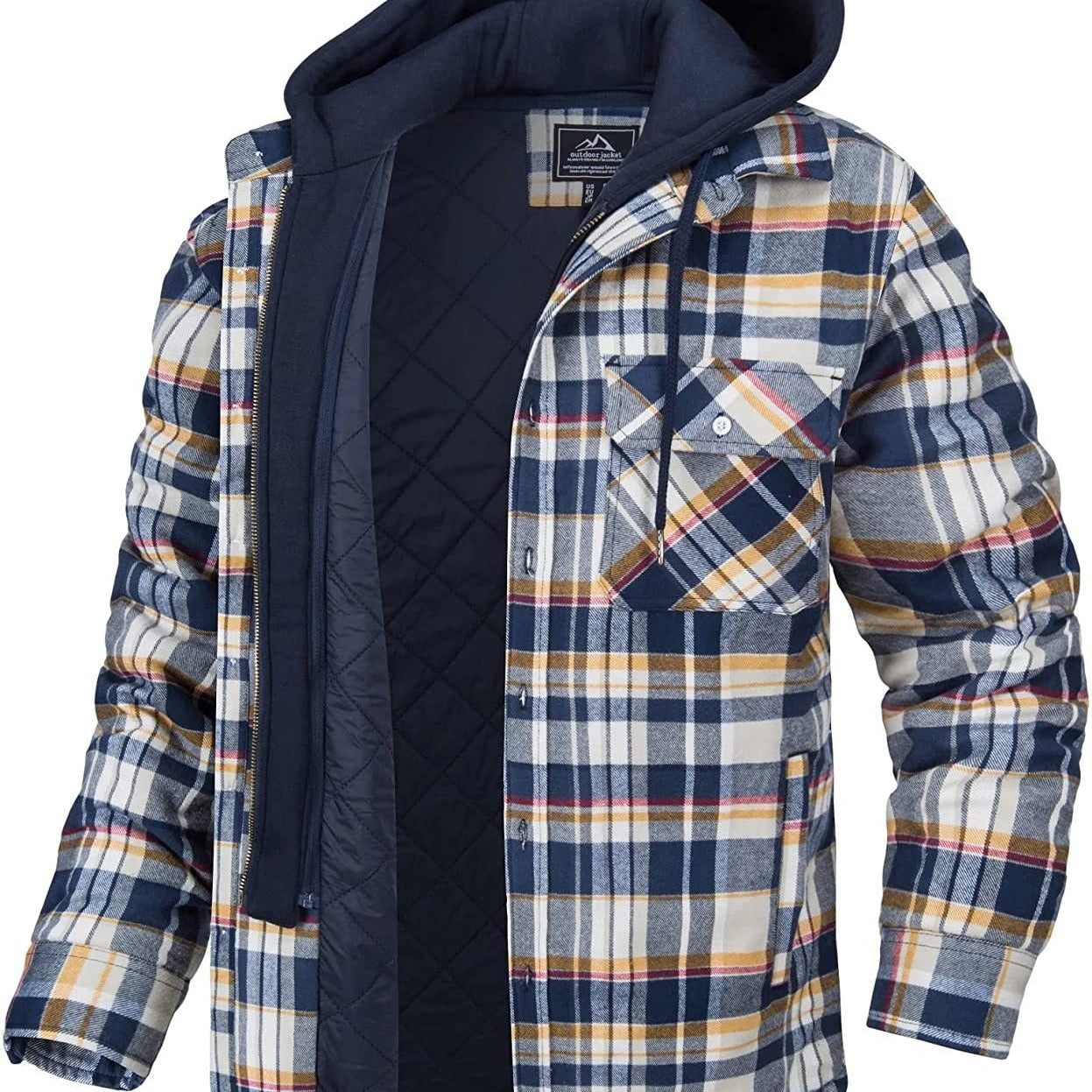 Veste à carreaux pour homme avec capuche