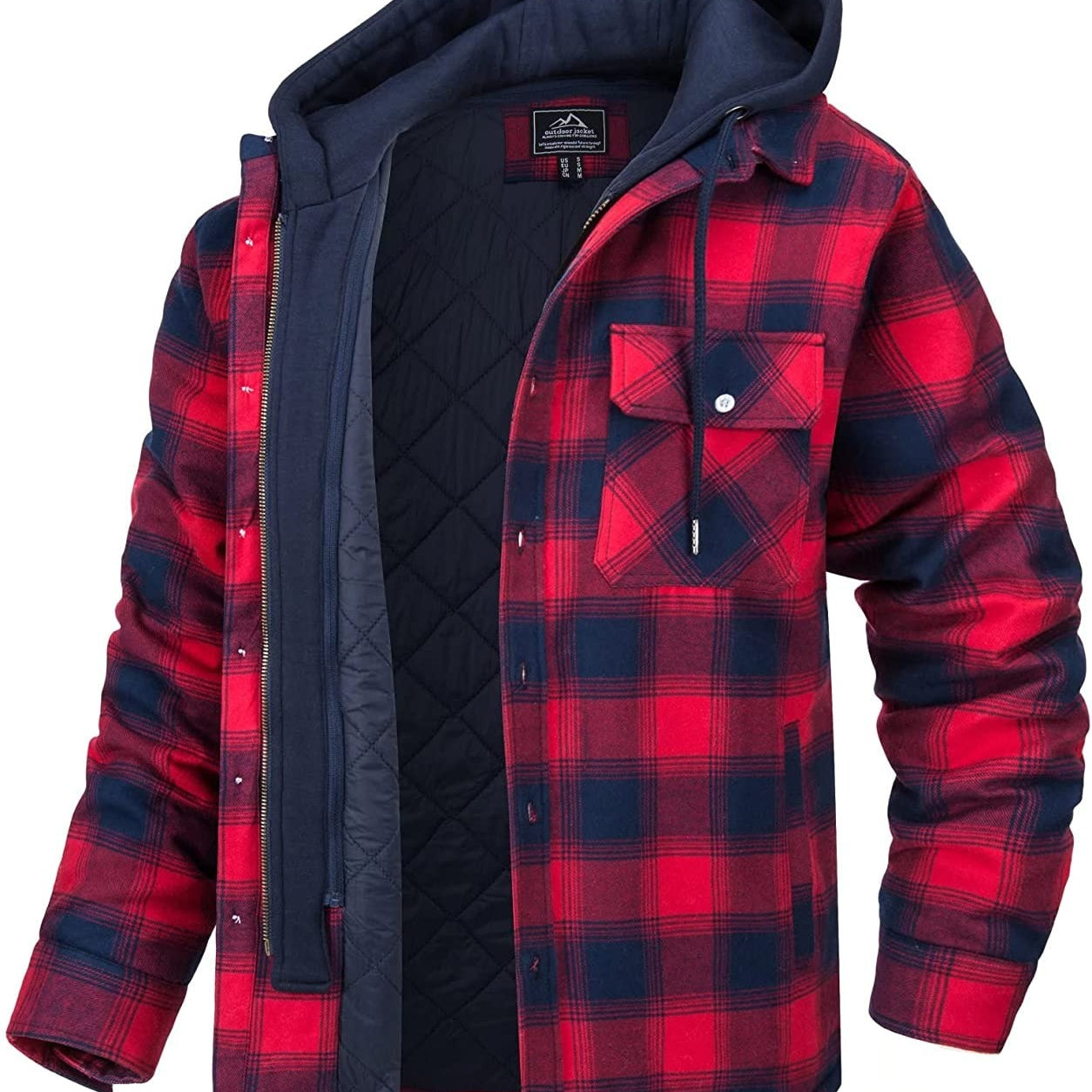 Veste à carreaux pour homme avec capuche
