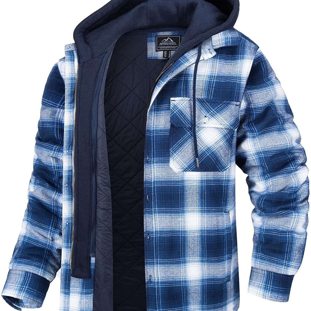 Veste à carreaux pour homme avec capuche