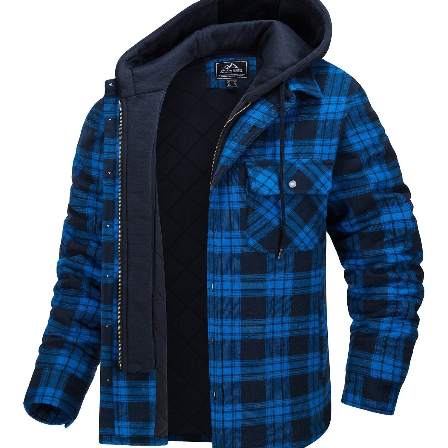 Veste à carreaux pour homme avec capuche