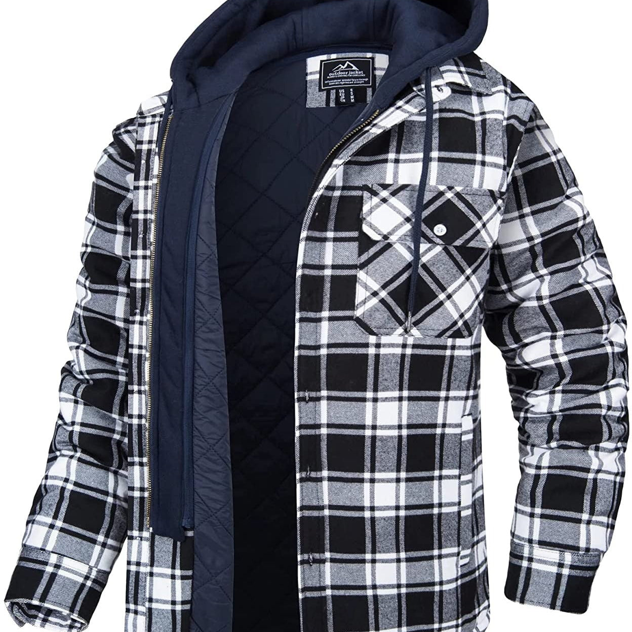 Veste à carreaux pour homme avec capuche
