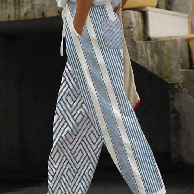 Pantalón Ancho para Mujeres con Cintura con Cordón Ajustable