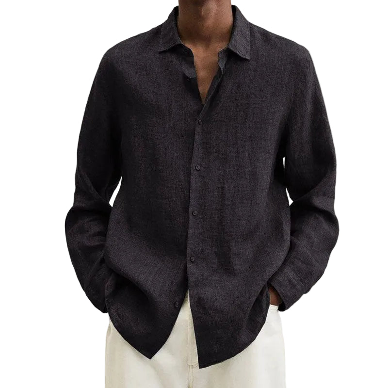 Casual Long-Sleeve Linen Shirt for Men