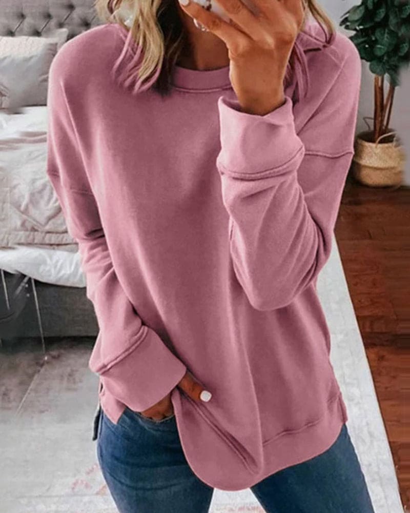Sweat Femme Oversize à Col Rond et Coupe Décontractée