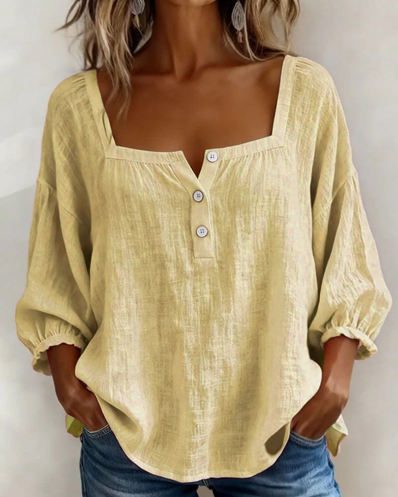 Chemise col carré manches volants femme