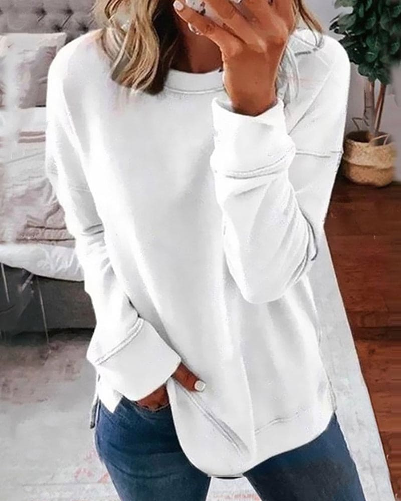 Sweat Femme Oversize à Col Rond et Coupe Décontractée