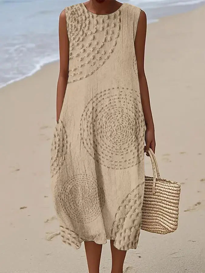 Sleeveless embroidered midi dress for women
