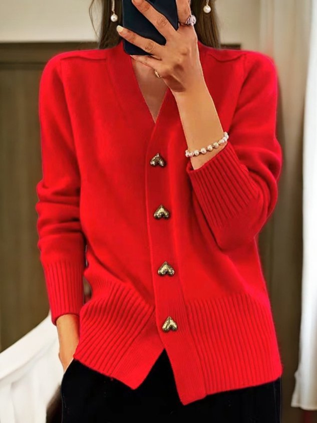 Women's Soft-Knit Cardigan with Gold Buttons