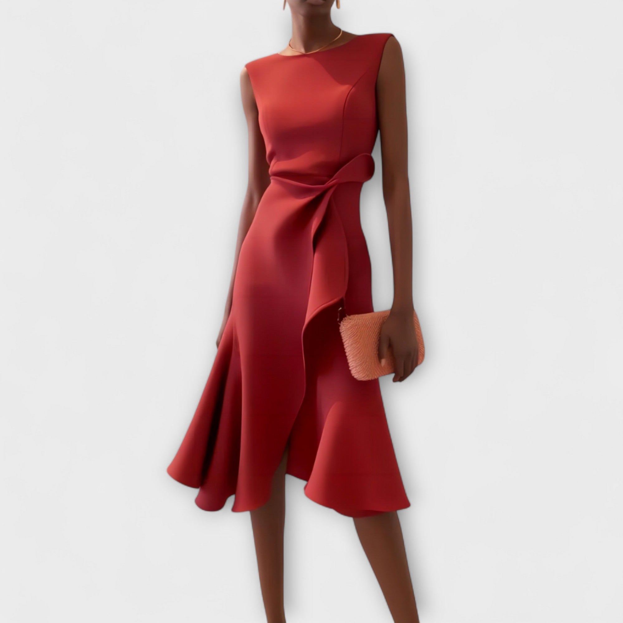 Robe Midi Portefeuille Sans Manches Asymétrique