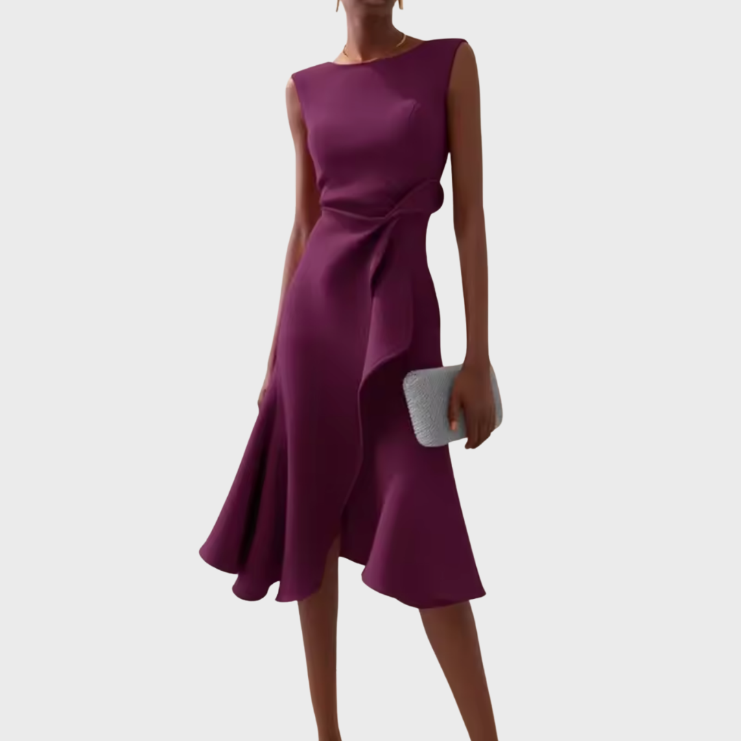 Robe Midi Portefeuille Sans Manches Asymétrique
