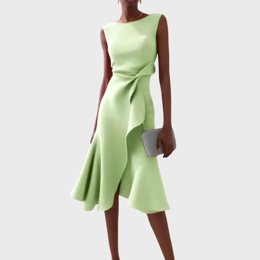 Robe Midi Portefeuille Sans Manches Asymétrique