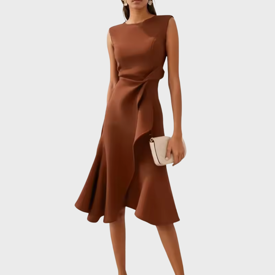 Robe Midi Portefeuille Sans Manches Asymétrique