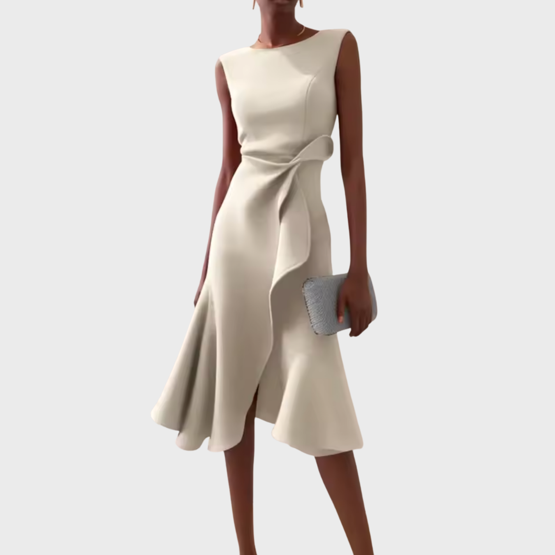 Robe Midi Portefeuille Sans Manches Asymétrique