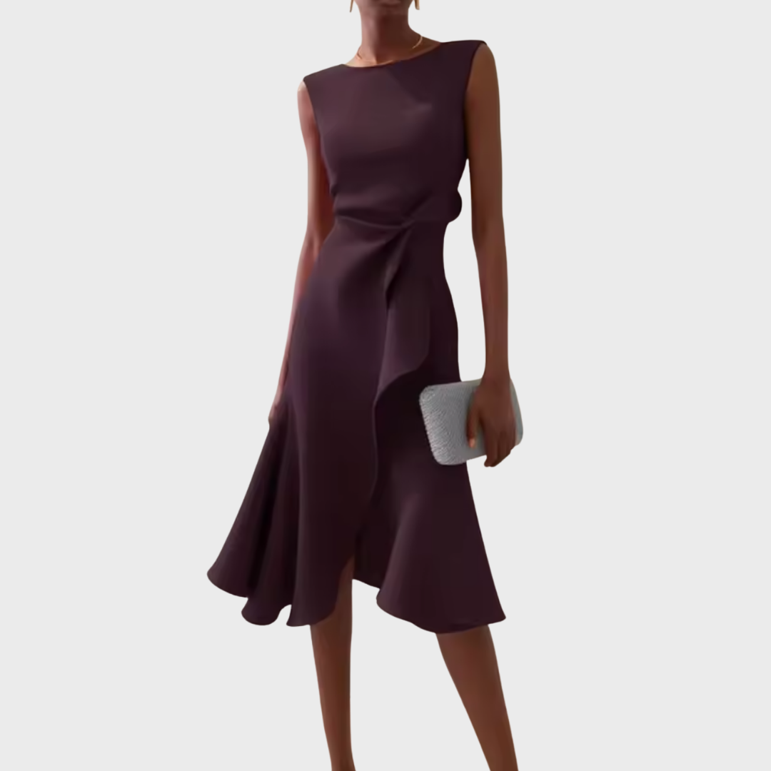Robe Midi Portefeuille Sans Manches Asymétrique