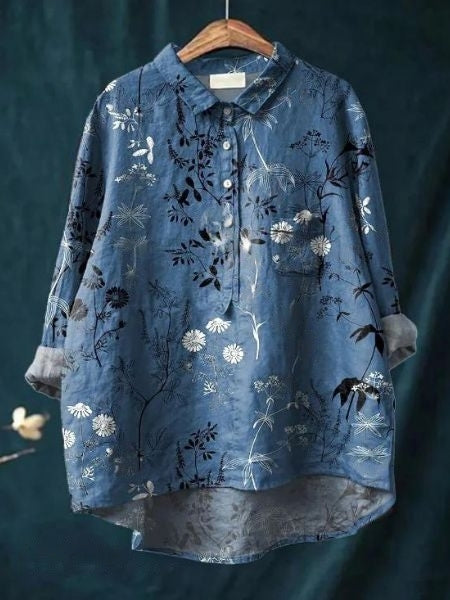Blusa mujer estampado floral con botones