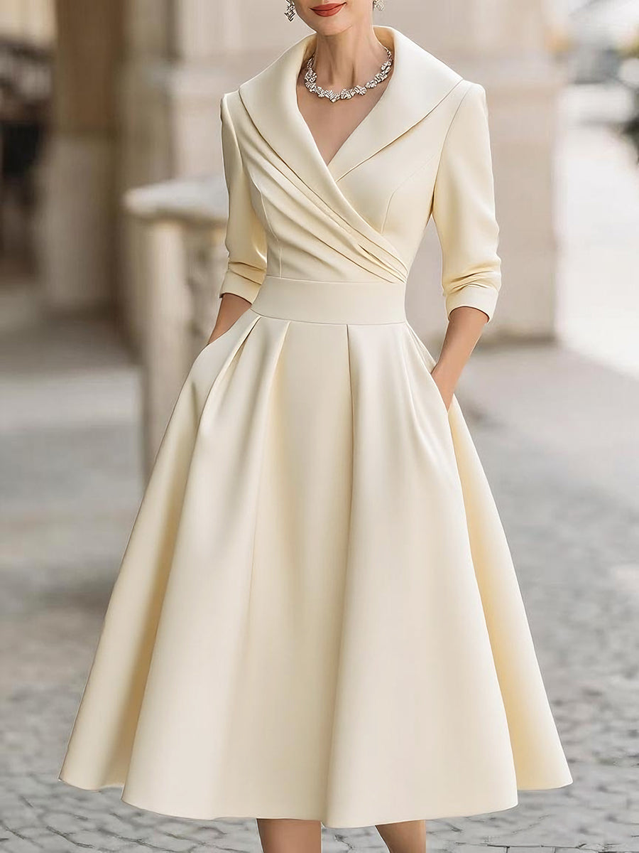 Robe Midi Cache-Cœur Femme Coupe Évasée Élégante