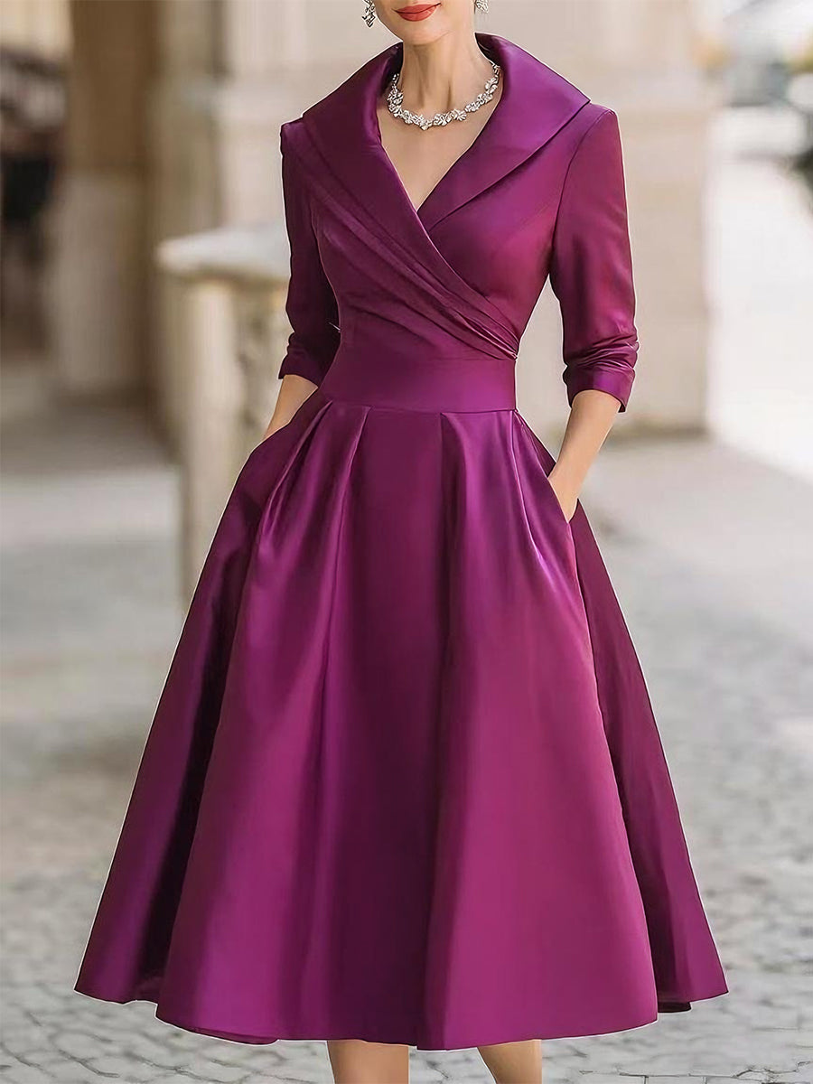 Robe Midi Cache-Cœur Femme Coupe Évasée Élégante
