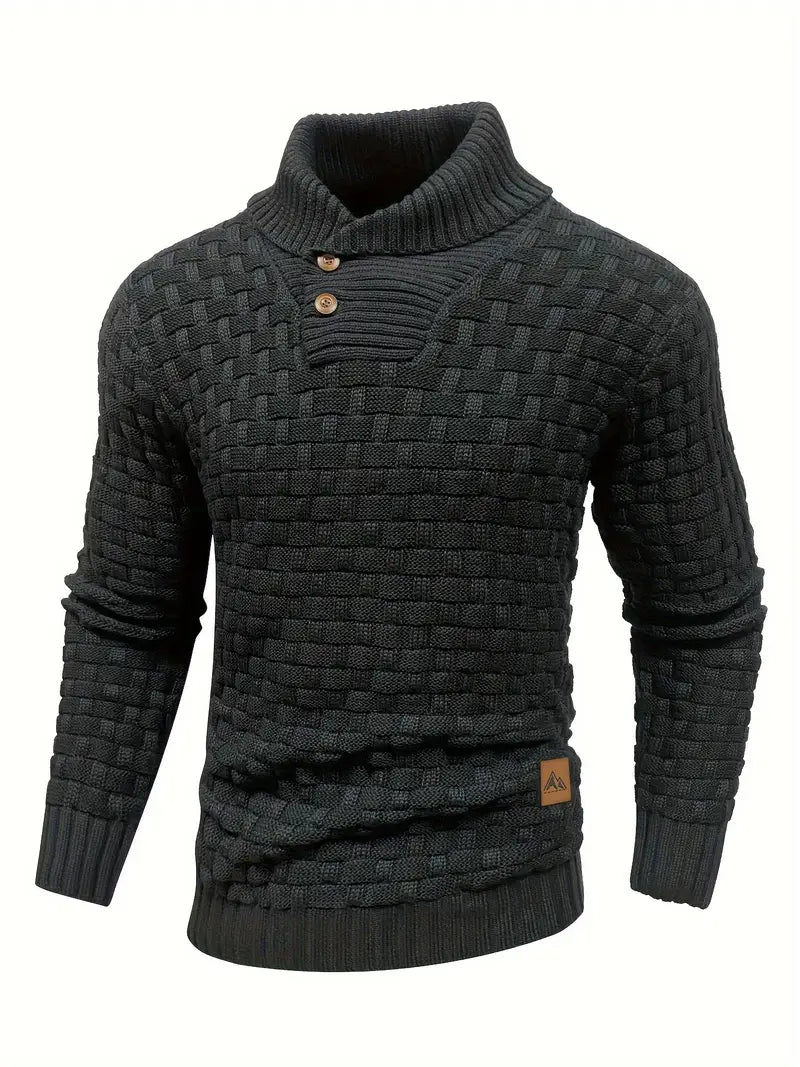Pull à Col Roulé Texturé Pour Homme Style Classique