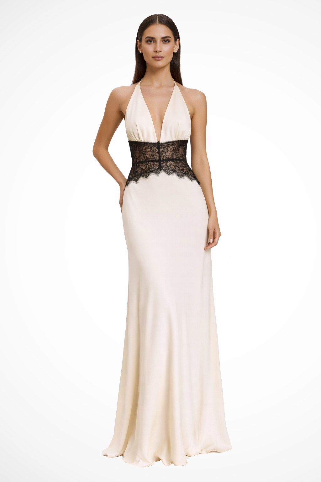 Vestido maxi espalda descubierta con cuello halter para mujer