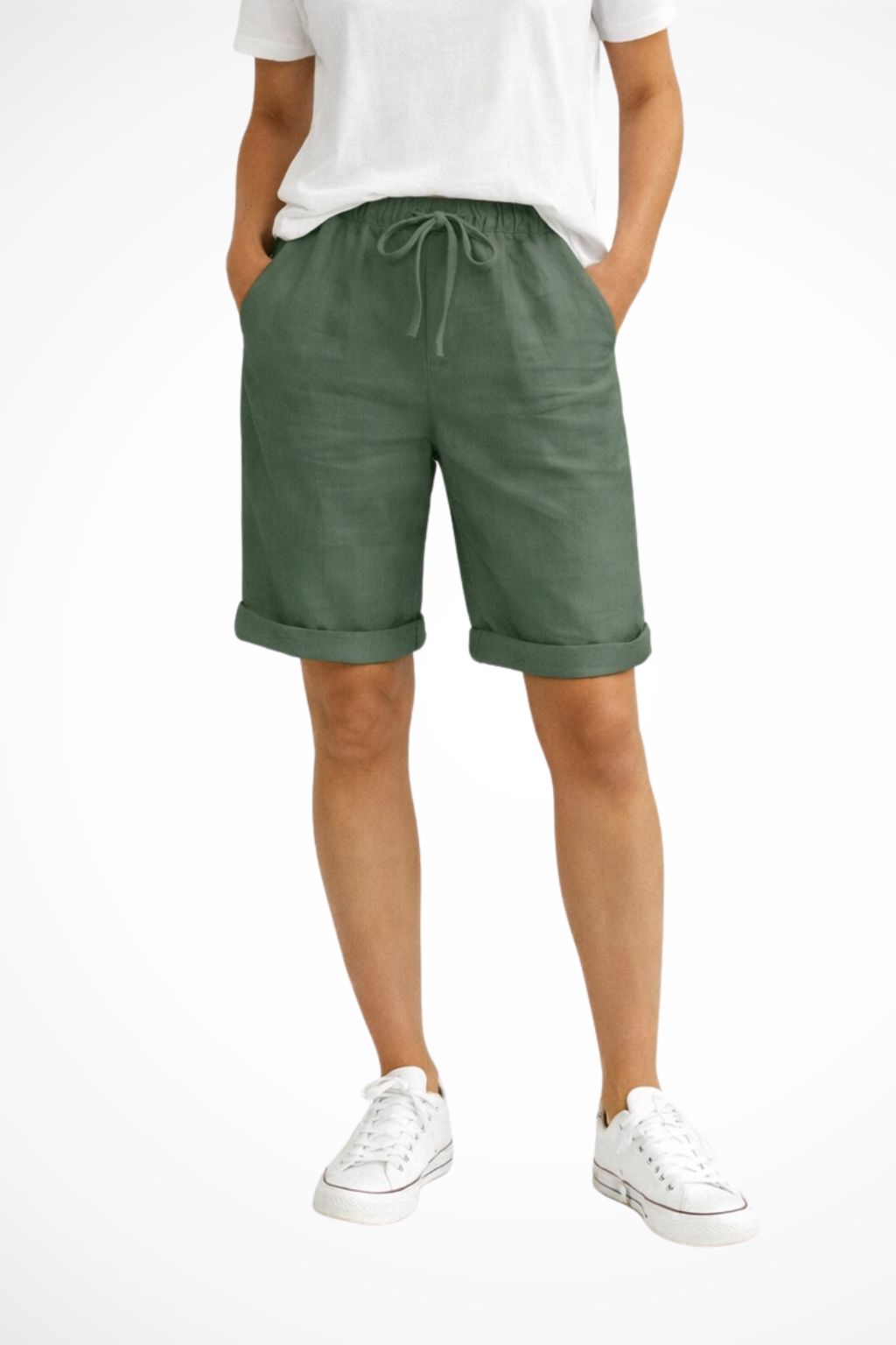 Short mujer casual con cordón, corte amplio y bolsillos prácticos